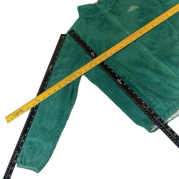 North Face Hoodie Women’s Large Green Full Zip Fleece Zip Up WORN - Picture 7 of 11